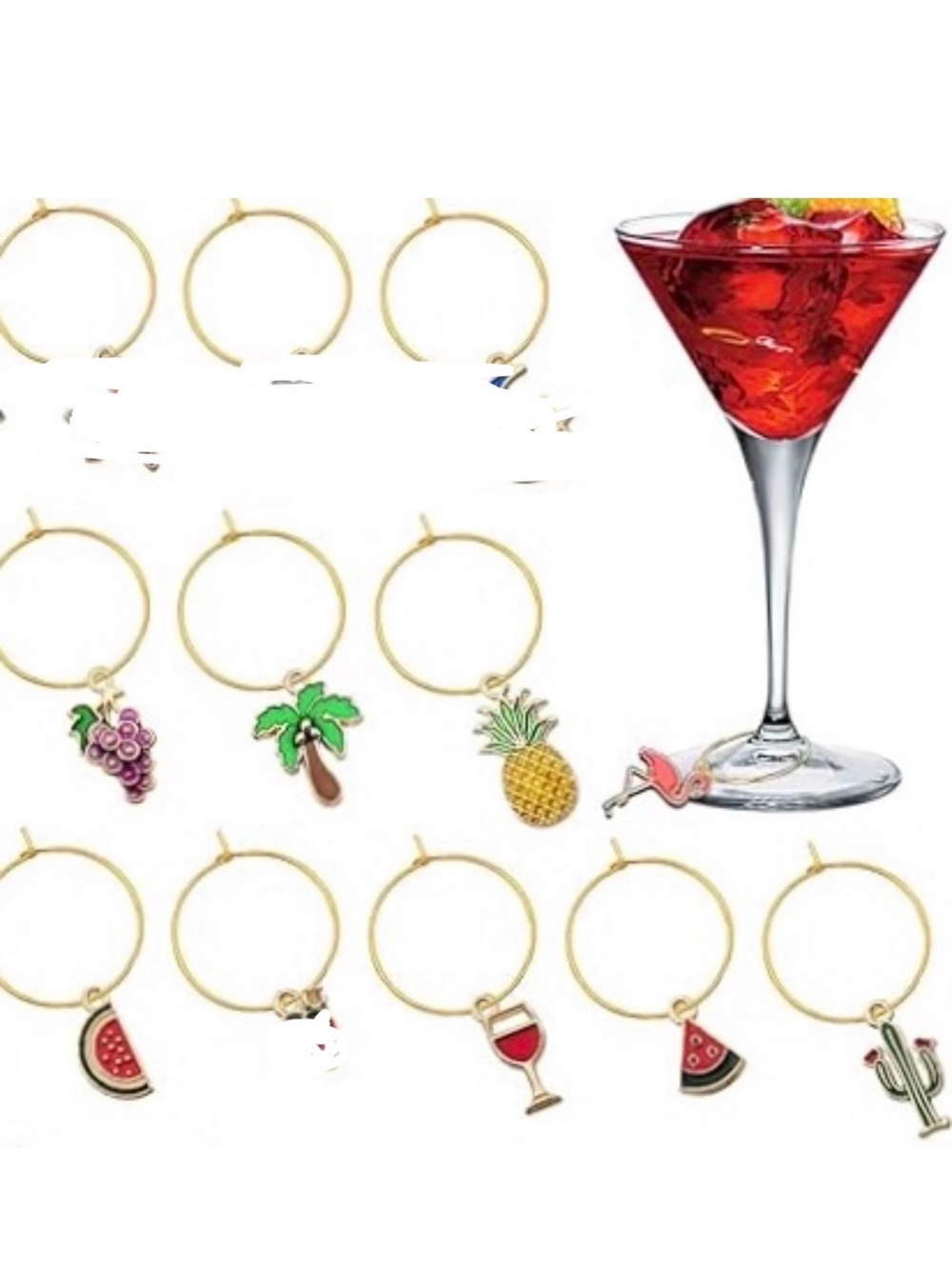 Set of 17 wine glass charms 🍷🍸